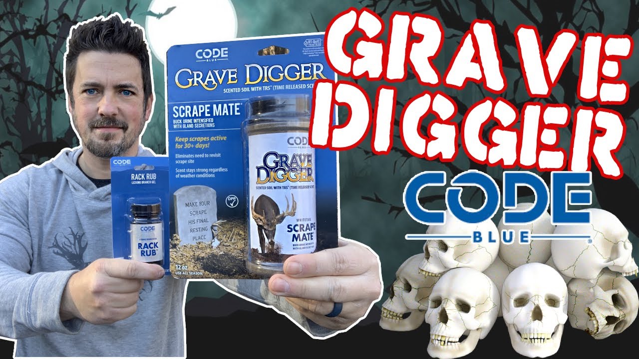 Mock Scrape with Code Blue Grave Digger Scrape Mate and Rack Rub. Time Released Scent Lasts 30 Days!