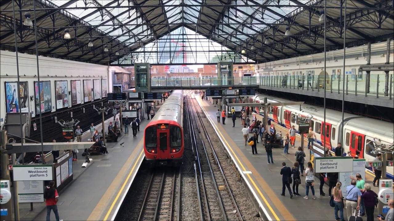 District line trains at Earl's Court tube station