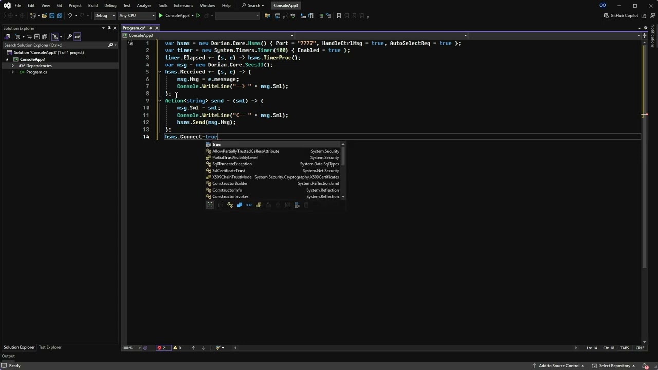 Create HSMS GEM host app with only 23 lines of code