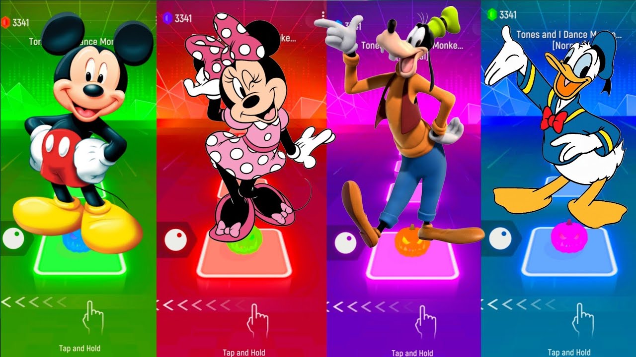 Mickey Mouse vs Minnie Mouse vs Goofy vs Donald Duck | Tiles Hop EDM Rush