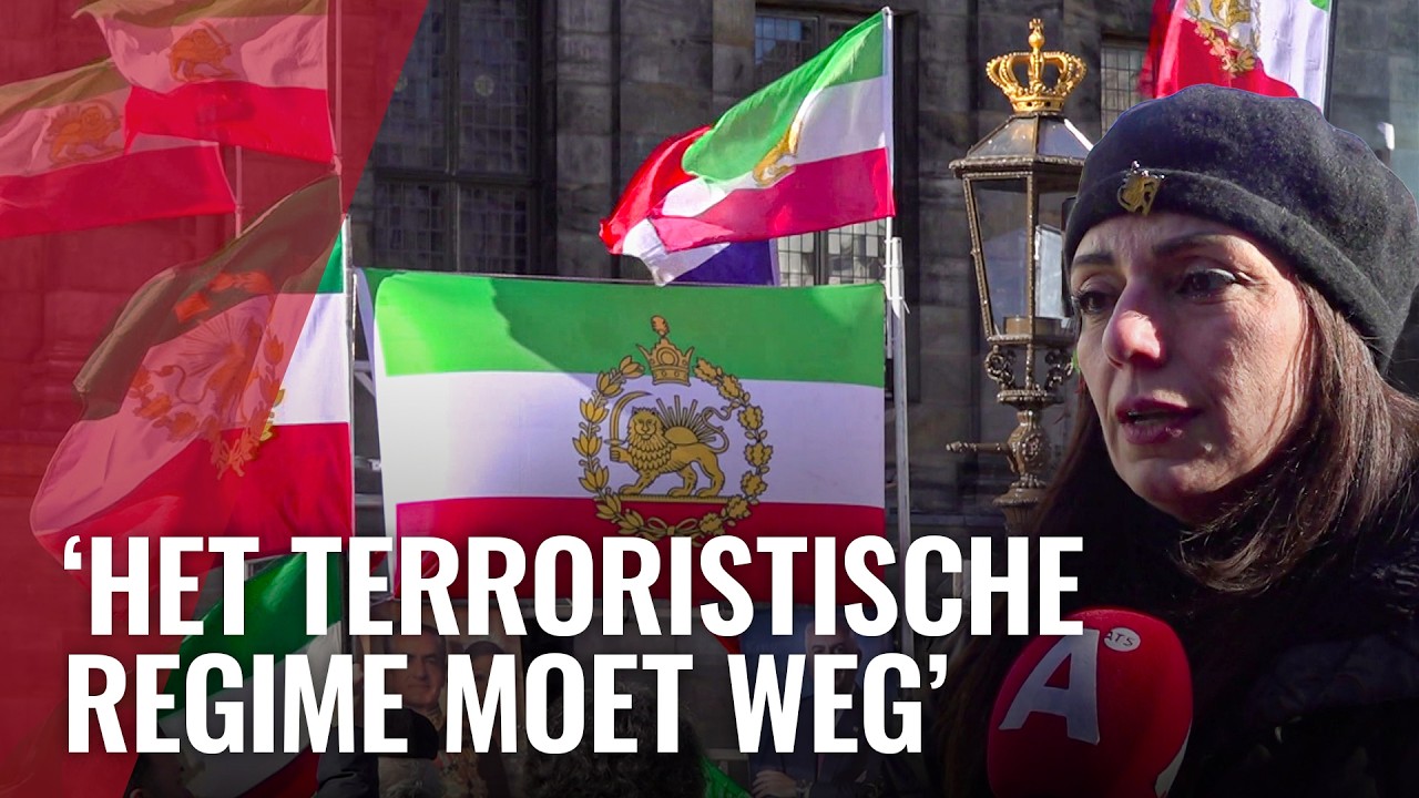 Demonstratie op Dam tegen mensenrechtenschendingen Iran