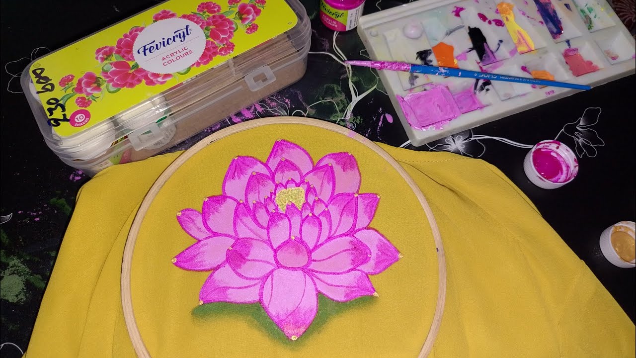 Beautiful Lotus Painting on Fabric 🌸 | Easy Acrylic Art | Na Chinna Jeevitham
