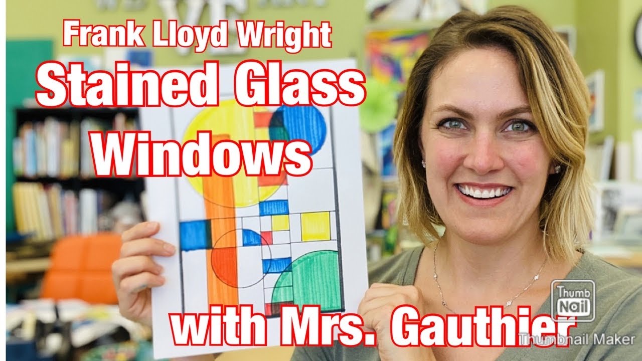 Stained Glass Window design inspired by Frank Lloyd Wright with Mrs. Gauthier
