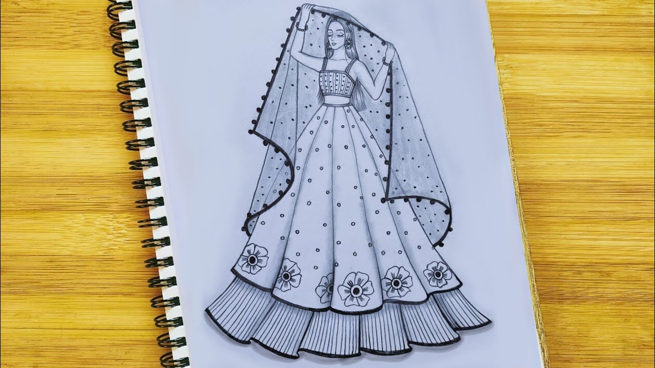 How to Draw a Bride in Lehenga ll Traditional Girl Drawing ll Girl Drawing