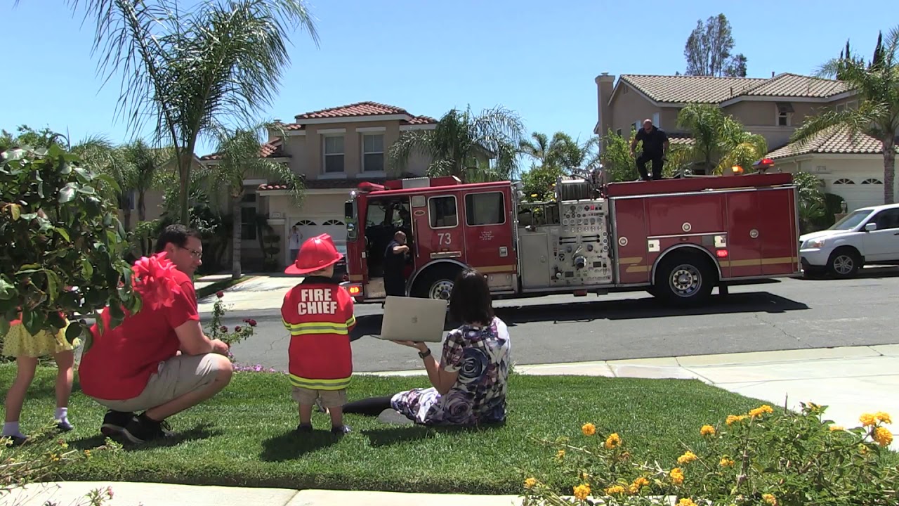 Logan 3rd Birthday with the Fire Truck and Firemen from Station 73!!