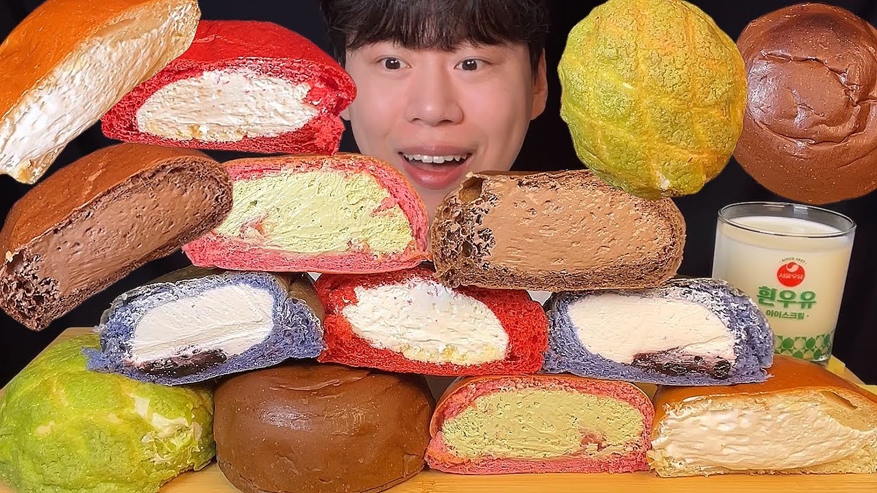 SUB) Корейский кремовый хлеб из магазина шаговой доступности mukbang asmr