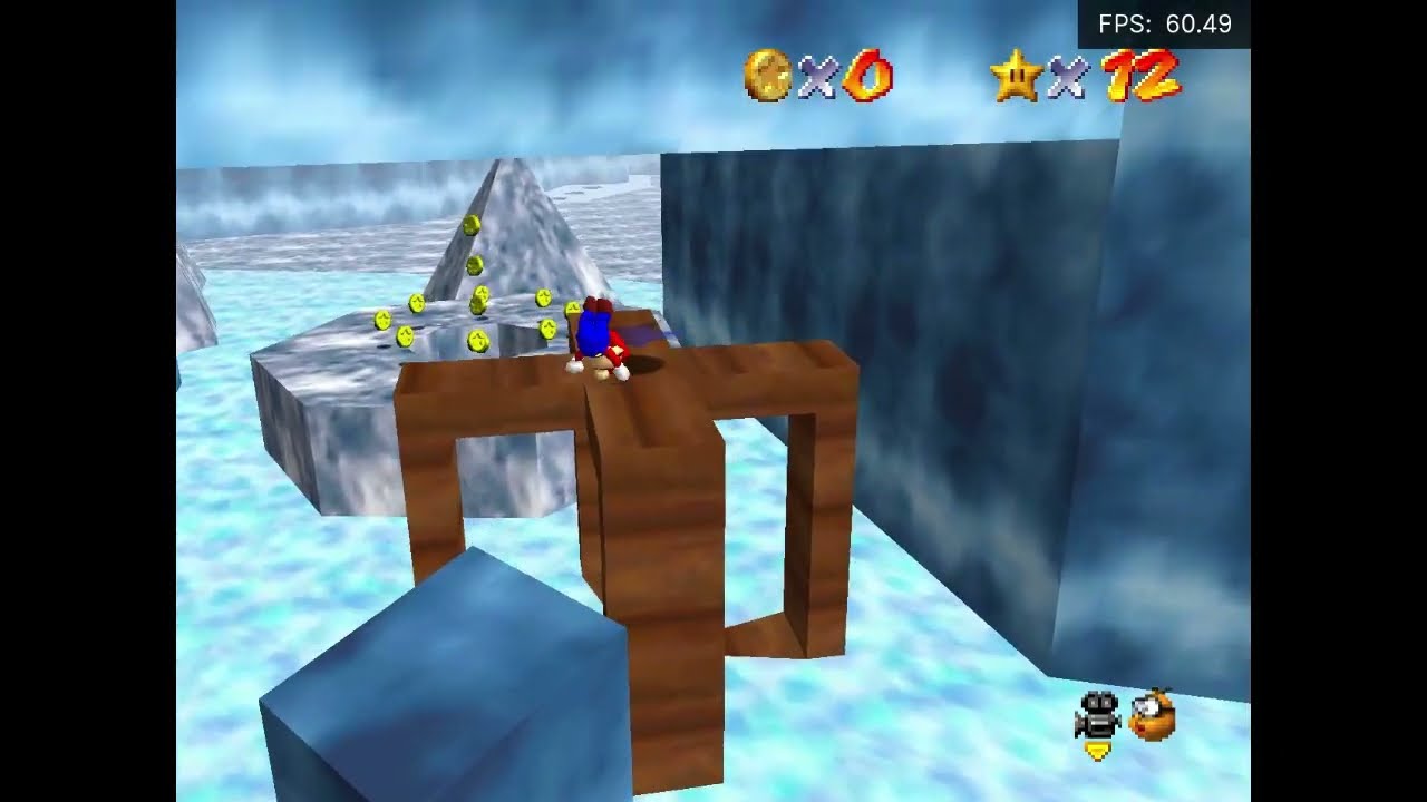 Super Mario 64 Silver Stars of Wisdom Course 2: cold cavern (savestateless)