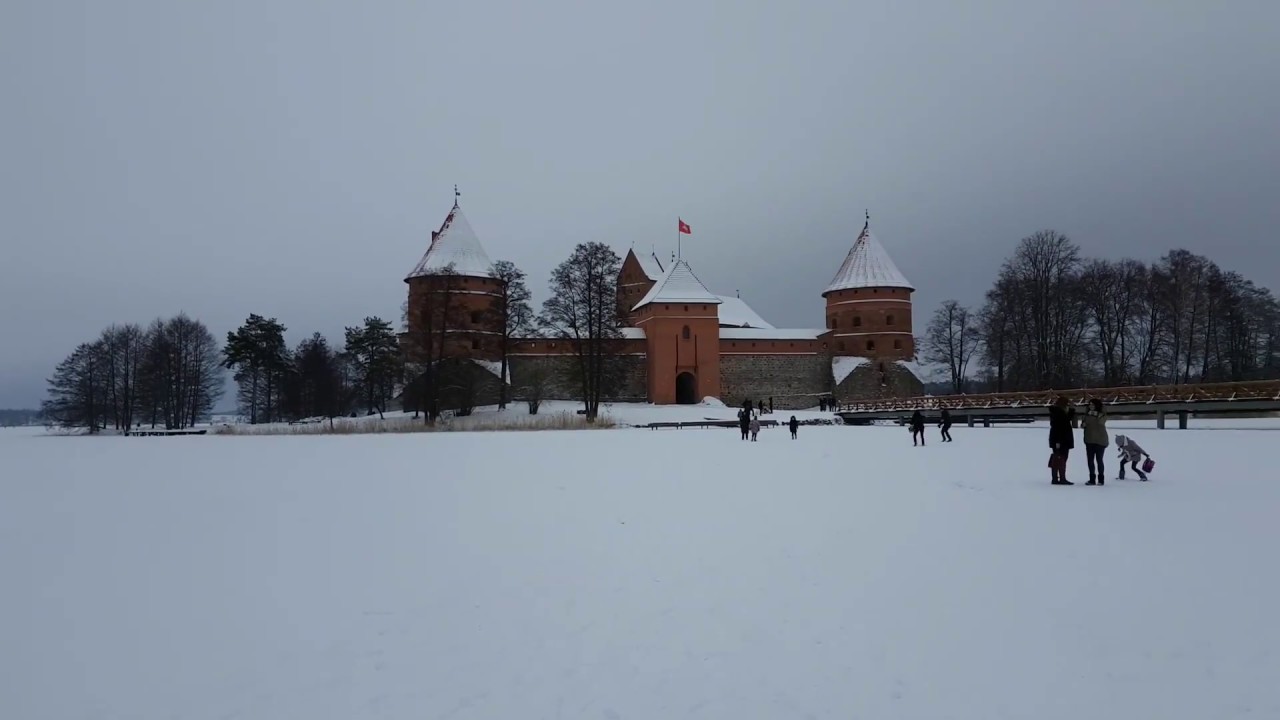 Trakai castle and lake in winter