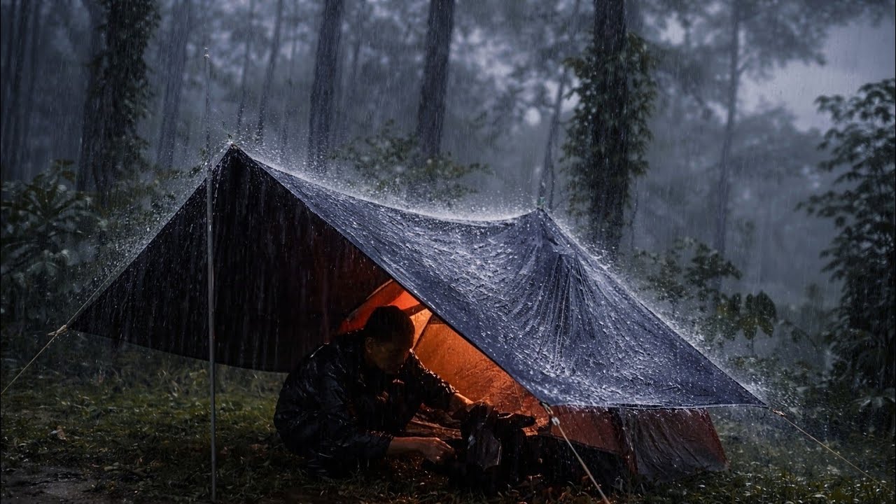 Camping in the Worst Weather || Thunderstorms, Heavy Rain, and Floods