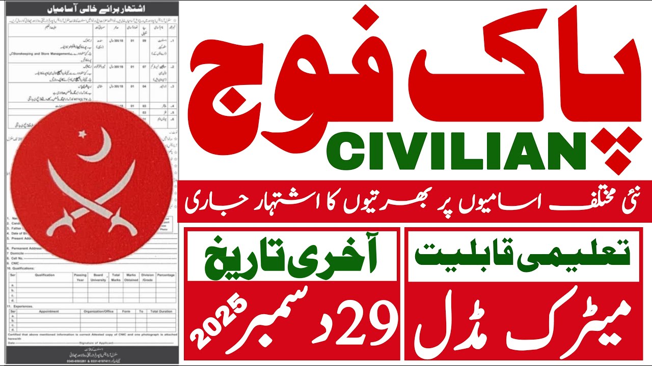 Pakistan Army Civilian Latest Jobs 2025 Advertisment | Pak Army New Jobs | Technical Job Info 1.0