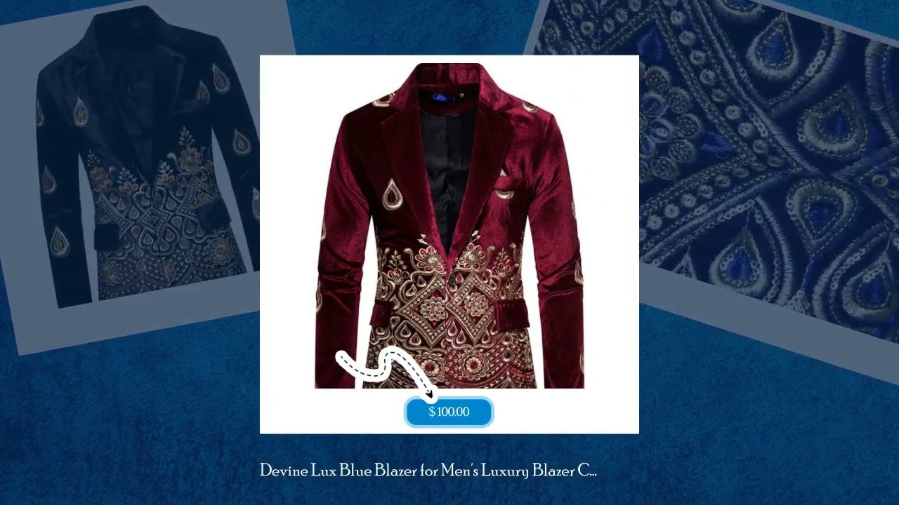 Devine Lux Blue Blazer for Men's Luxury Blazer Costume Stage Jacket