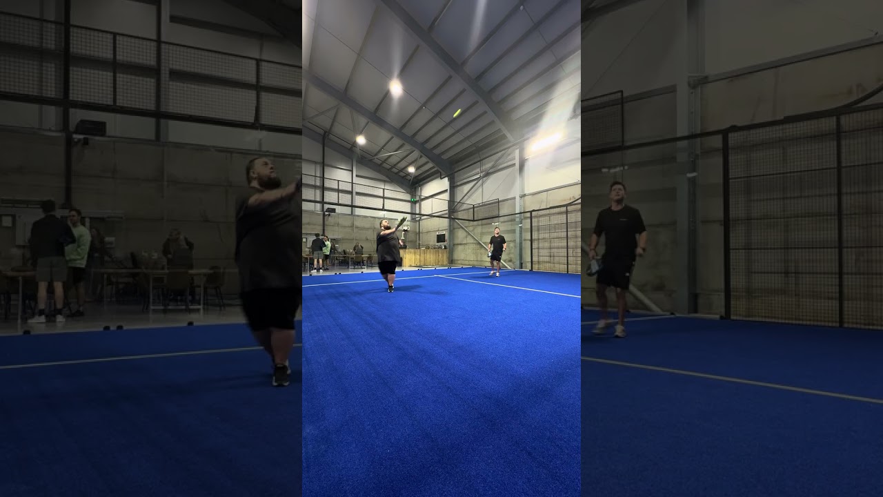 Fat Man playing padel. First set of a match. Please offer tips, critiques, troll or anything! 