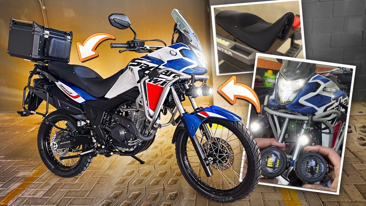 INSTALEI O FAROL AUXILIAR DA BMW NA SAHARA 300 !!! *Sai da frenteee*