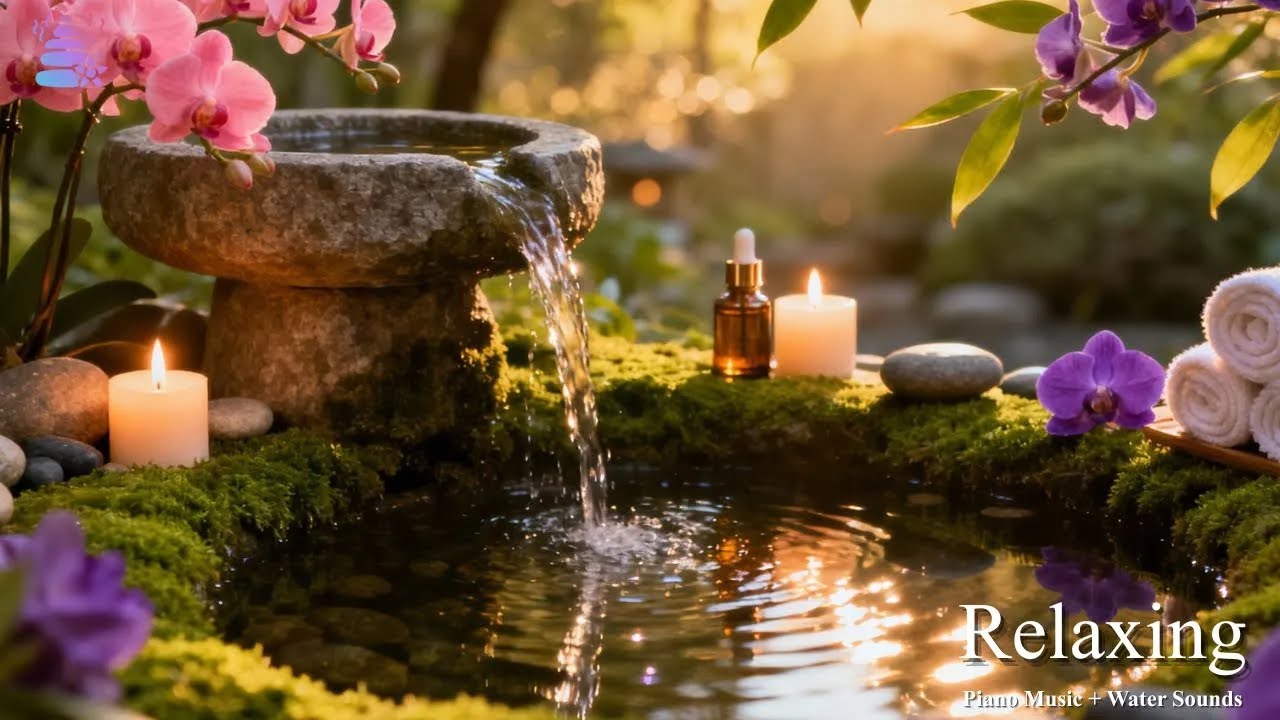 Relaxing Piano with Soothing Water Sounds 🌿 Insomnia Relief, Anxiety & Depression - Mind and Body