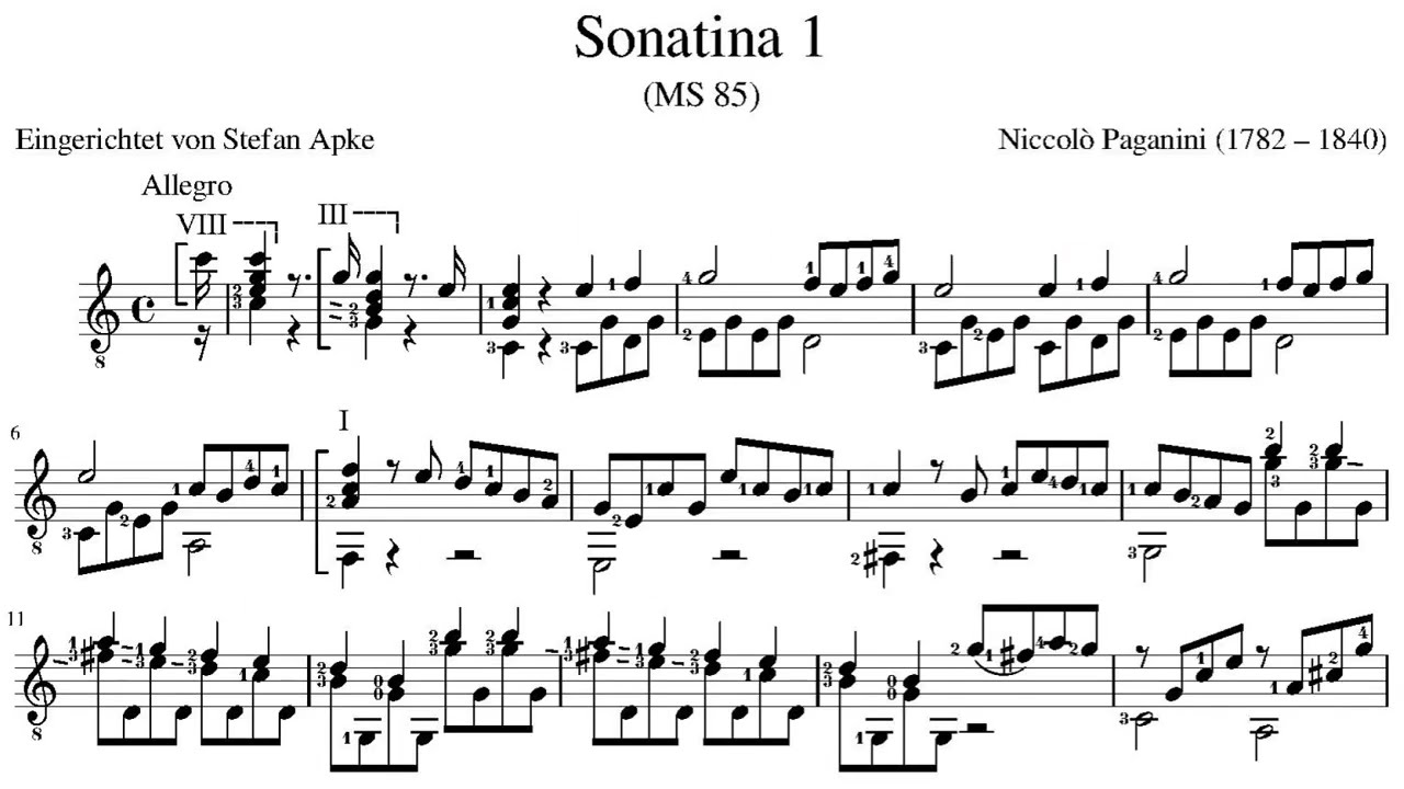 5 Guitar Sonatinas MS 85 By Niccolò Paganini (with Score)