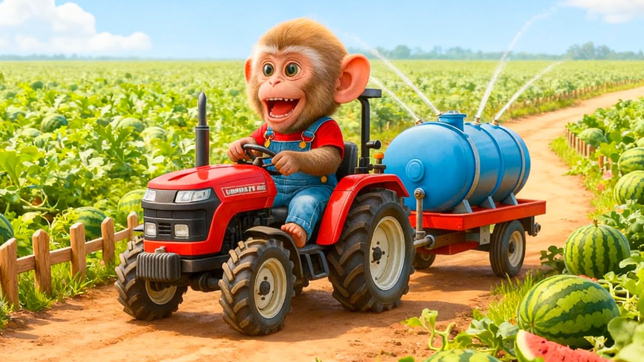 Monkey NaNa’s Water Tractor Mission : Save The Dying Watermelon Farm !