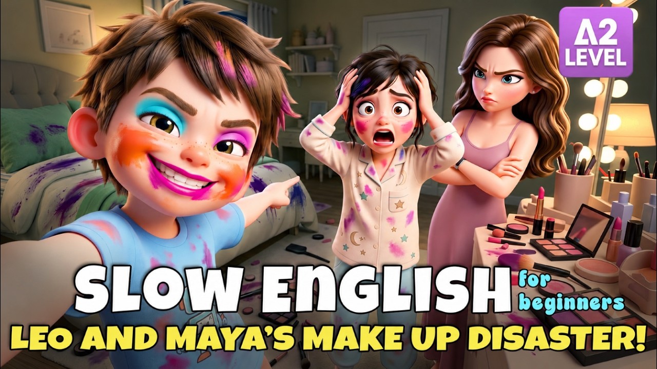OMG... What Did Leo and Maya Do to Mom&rsquo;s Makeup? | Slow English Listening Story (A2 Level)