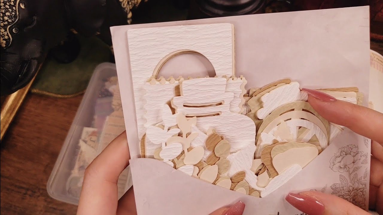 ASMR｜色々な素材で2つのコラージュ｜Relaxing paper sound,Decorate idea