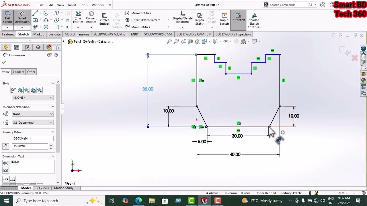 SolidWorks Tutorial for Beginners 2D Drawing Practice 2-A
