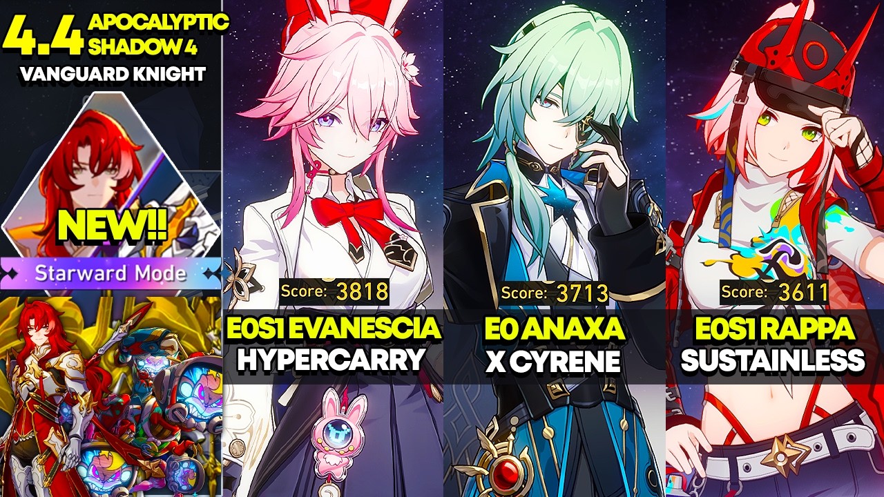 E0S1 Evanescia, E0 Anaxa, E0S1 Rappa | Apocalyptic Shadow 4: Starward Mode | HSR 4.4