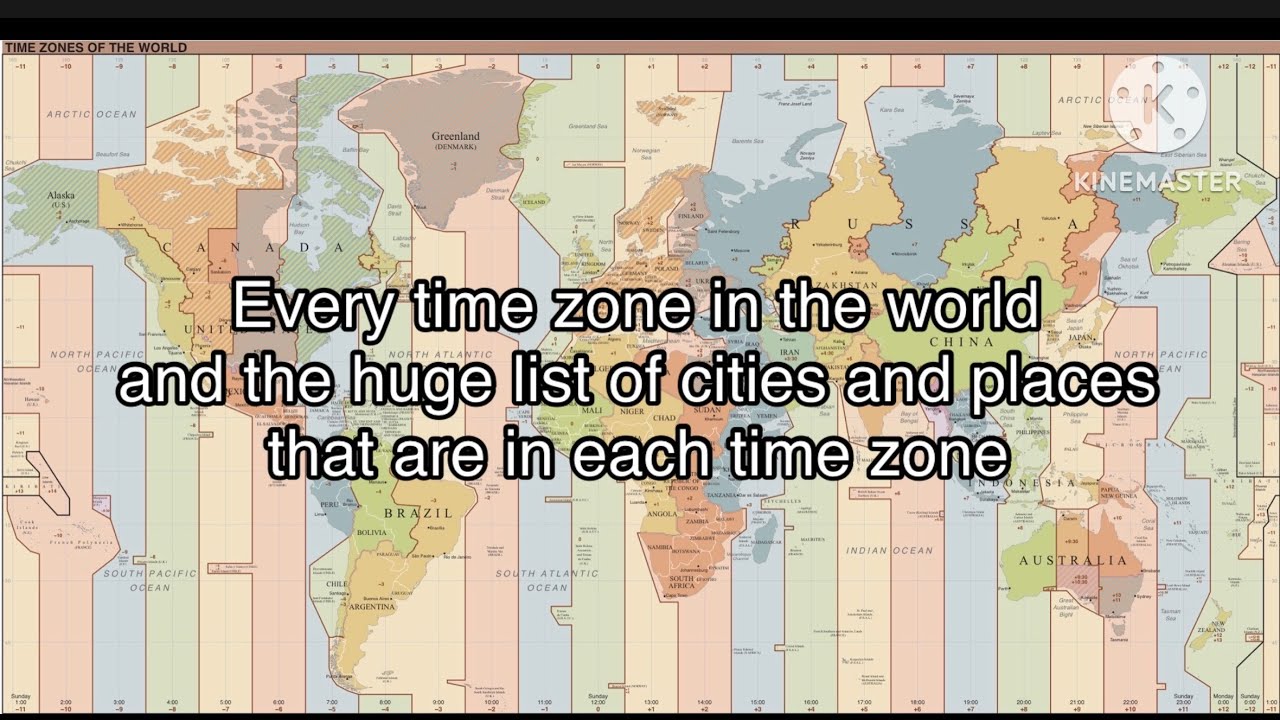 Every time zone in the world and the huge list of cities and places that are in each time zone