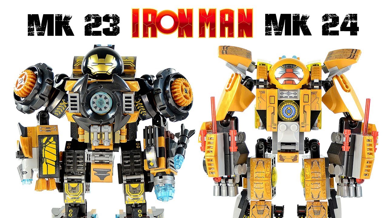 Iron Man MK 23 Shades Extreme Heat & MK 24 Tank Heavy Combat Mechanical Suit Unofficial LEGO Set