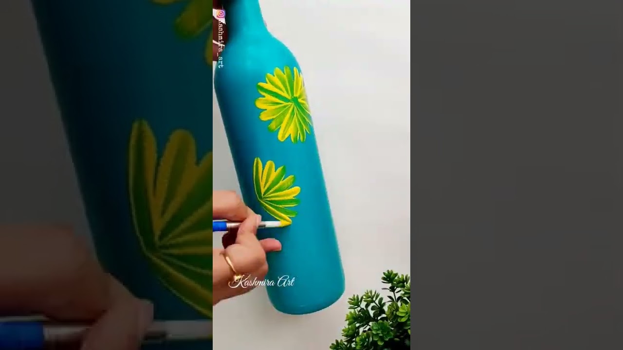 simple Glass Bottle Painting #shorts #bottleart