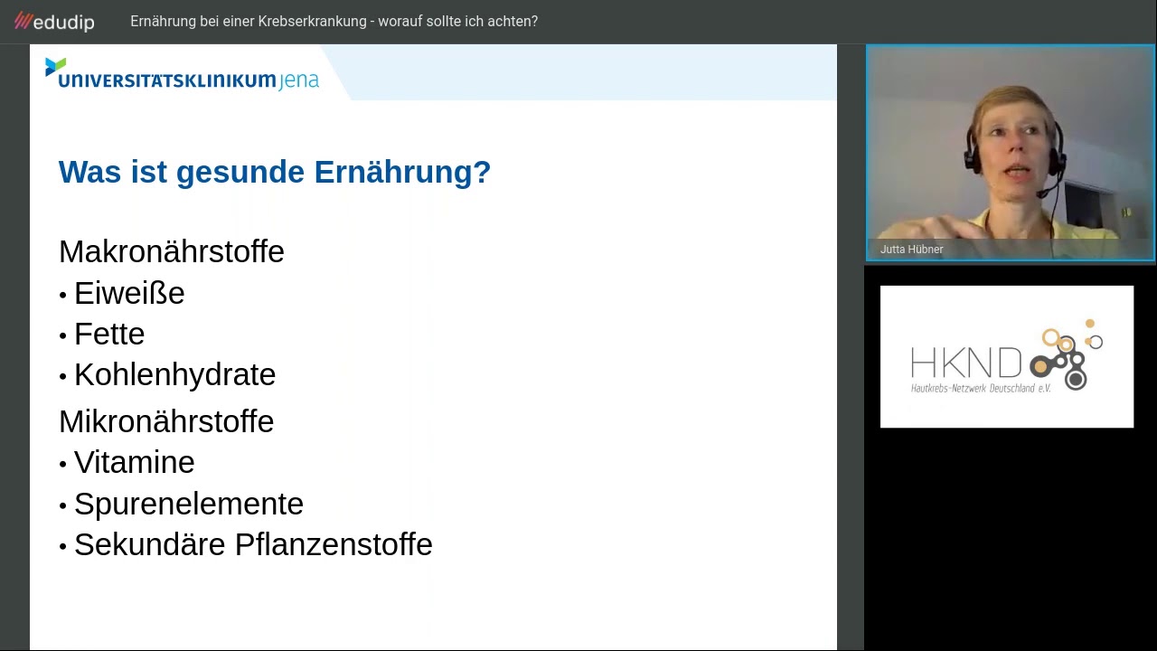 Ernährung bei Krebs - Webinar mit Frau Prof. Jutta Hübner von der Stiftung Perspektiven