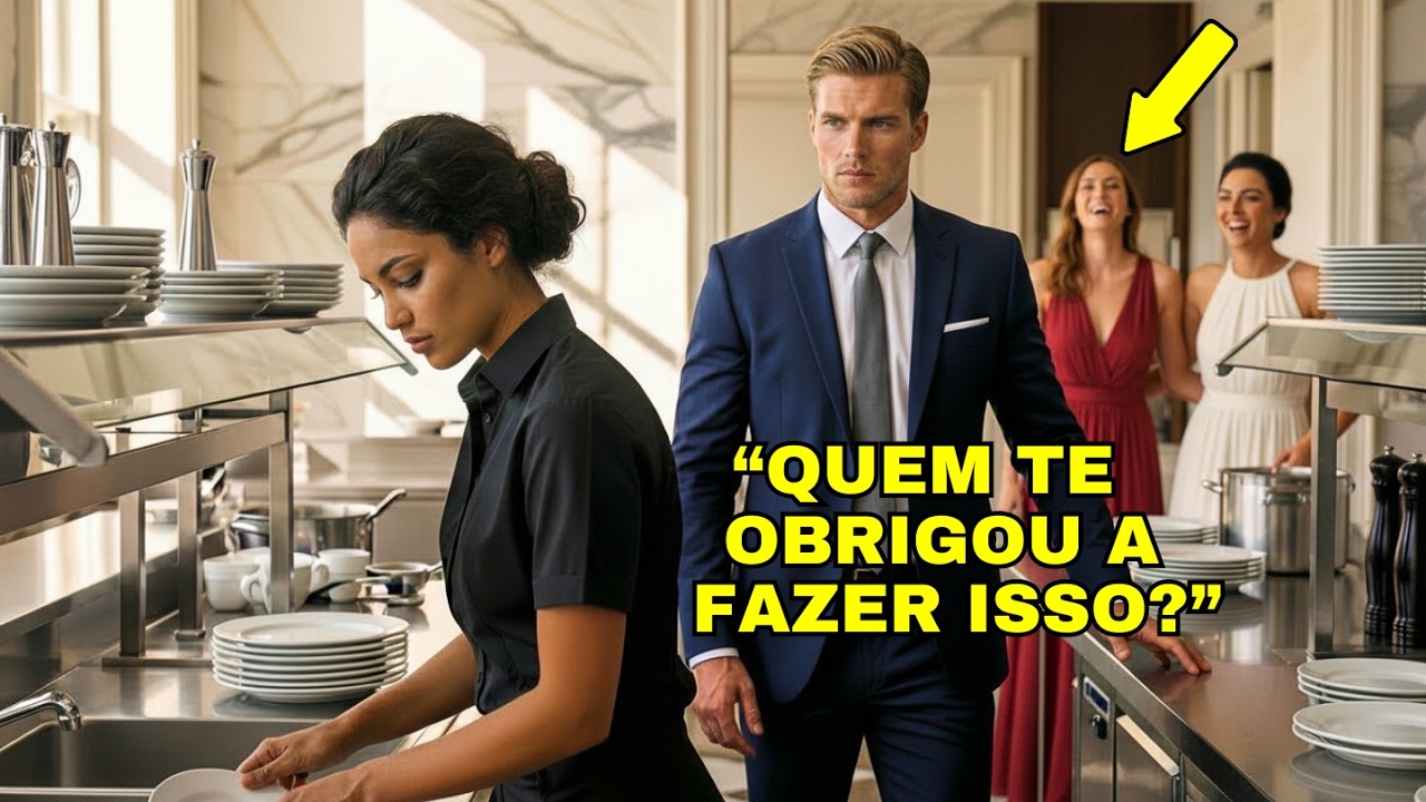 A OBRIGARAM A LAVAR PRATOS NO EVENTO… SEM SABER QUE SEU MARIDO MILIONÁRIO ERA O DONO DA MANSÃO