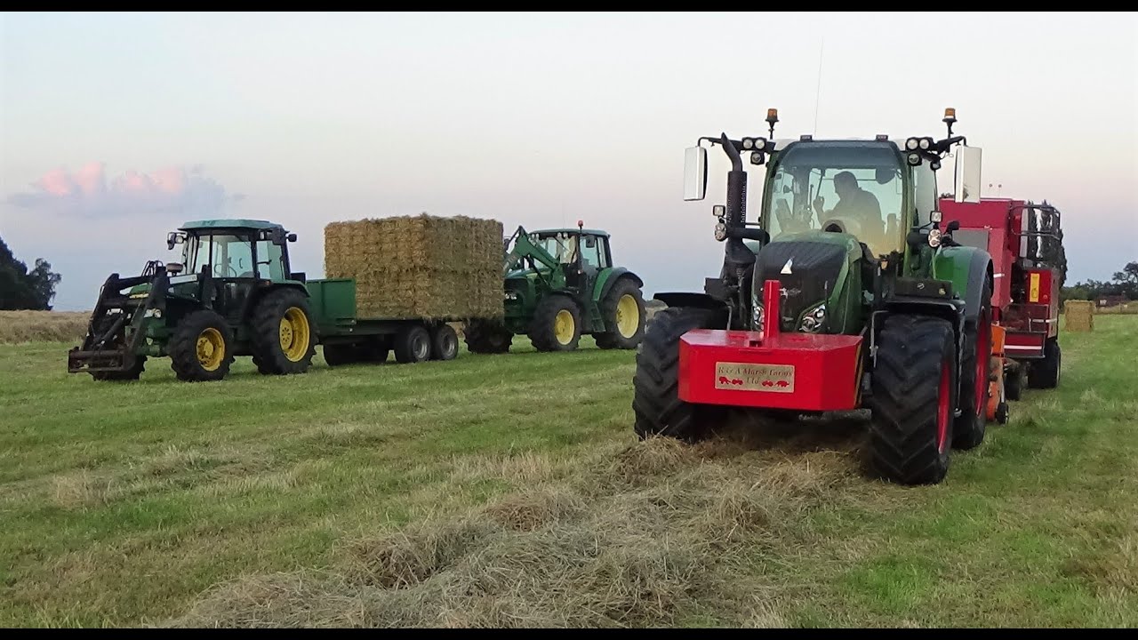 Baling & Collecting Small Bale Hay - Fendt & Baler + Bale Baron, John Deeres 6830 & 2650 - Hay 2021