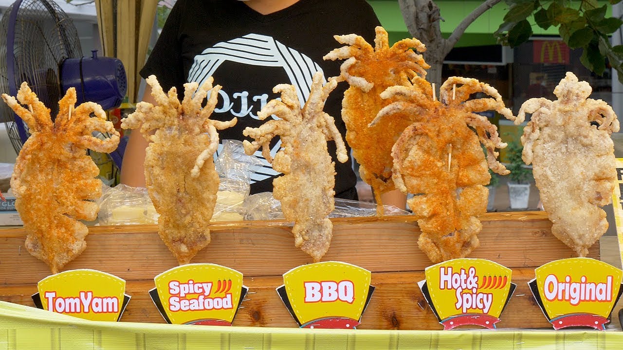 Fried Jumbo Squid | Thai Street Food