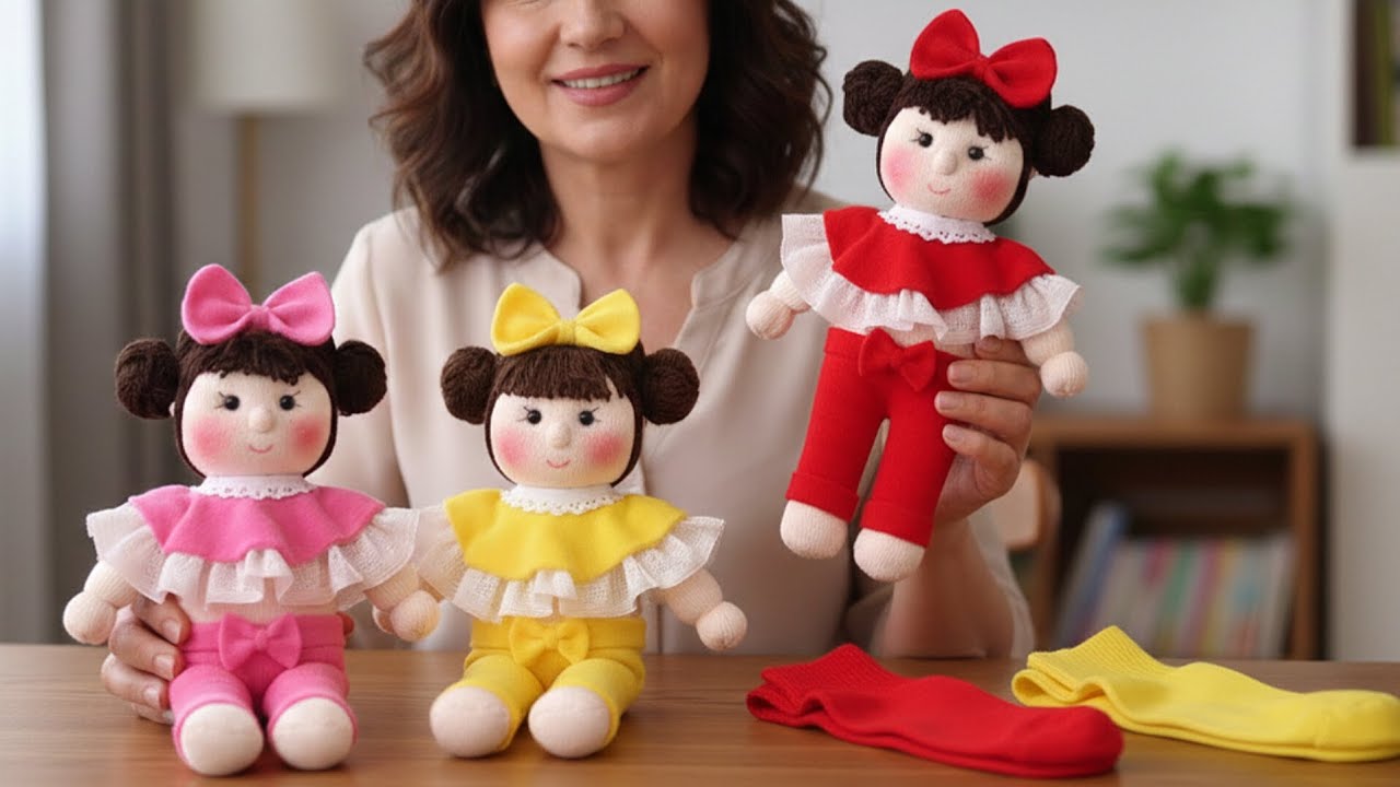 Soft sock puppets without the need for a pattern or sewing machine. They're so cute, aren't they? 