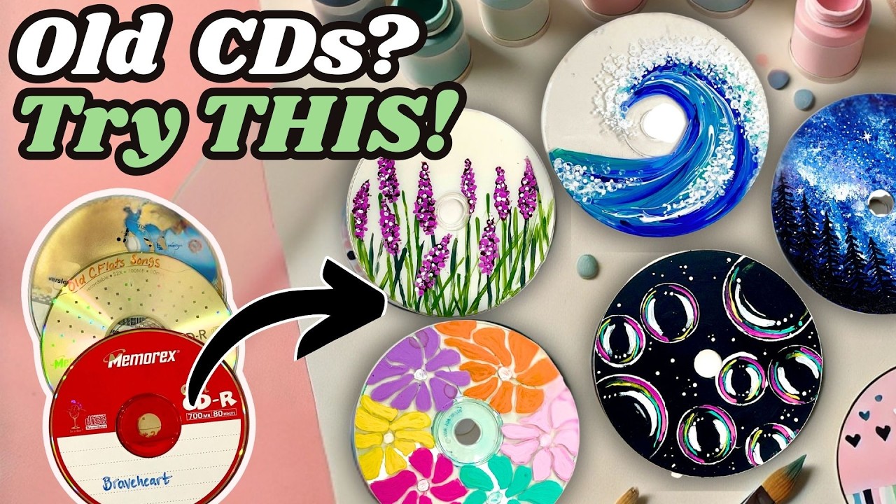 *5* CD Painting Ideas 💿 Upcycle Old CDs into Cheap DIY Art & Gifts