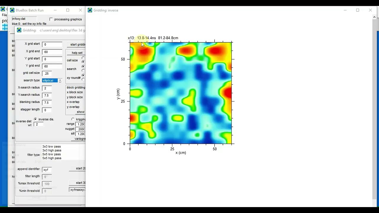 GPR data processing: Rebar detection inside a concrete slab. GPR Slice