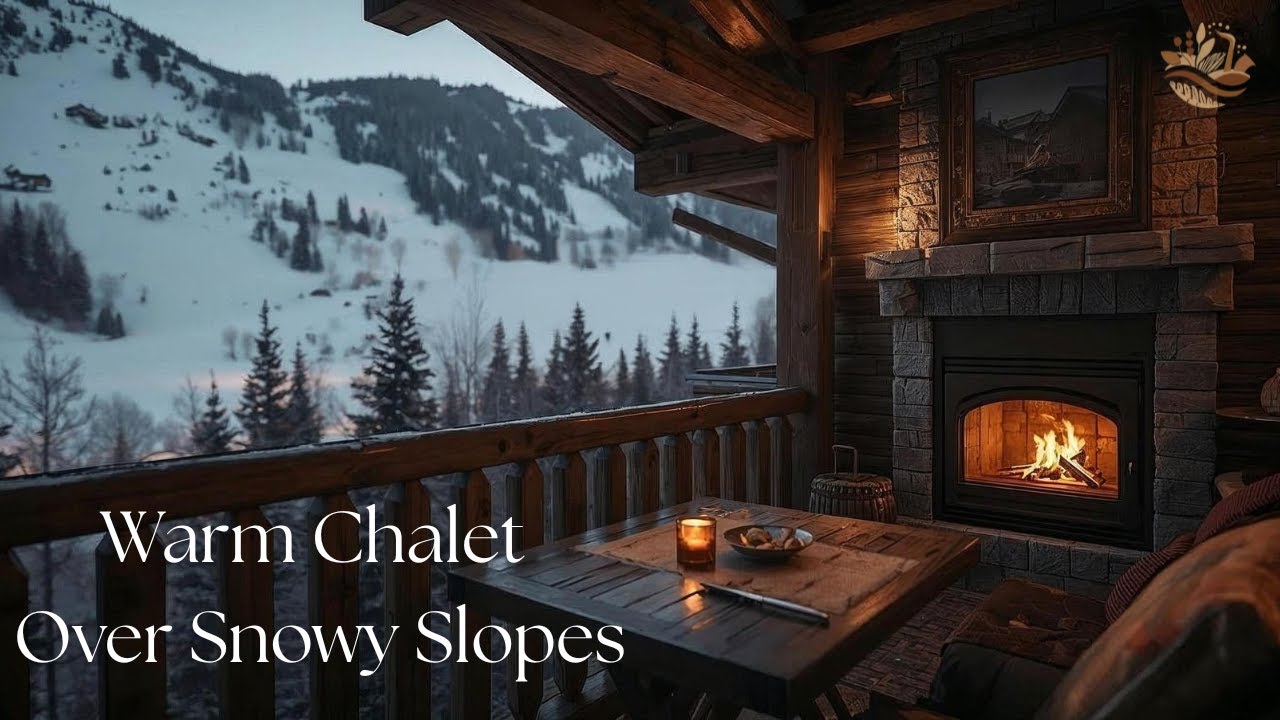 Cozy Ski Chalet ❄️🔥 | Winter Balcony Ambience with Smooth Jazz (4K)
