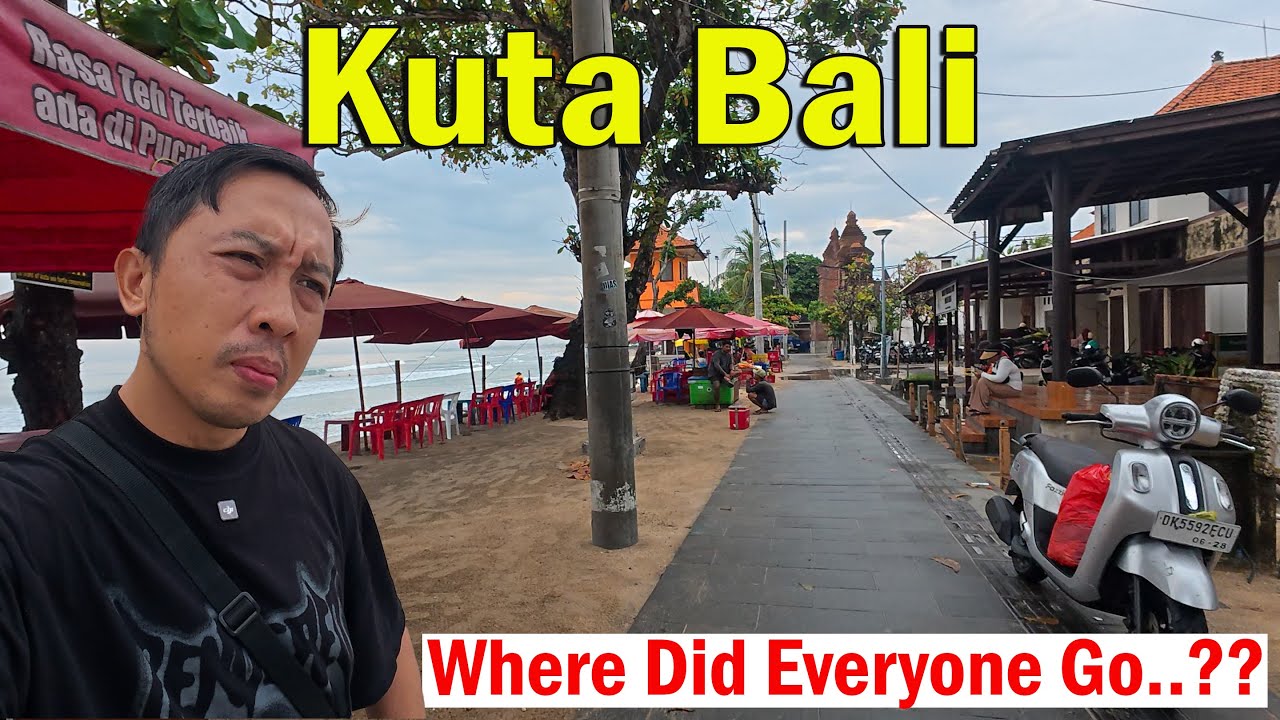 Where Did Everyone Go..??Beach Was Empty..!! Walking At Kuta Bali After A Big Rain..!!