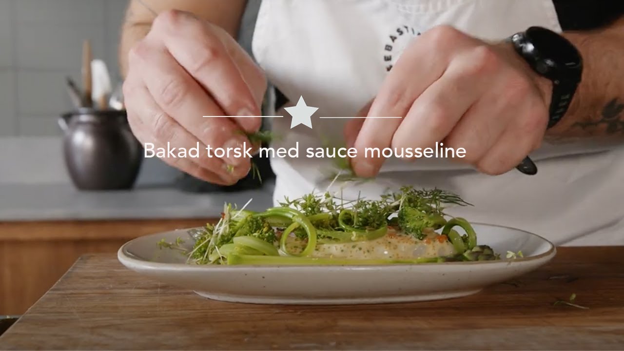 Bakad torsk med sauce mousseline