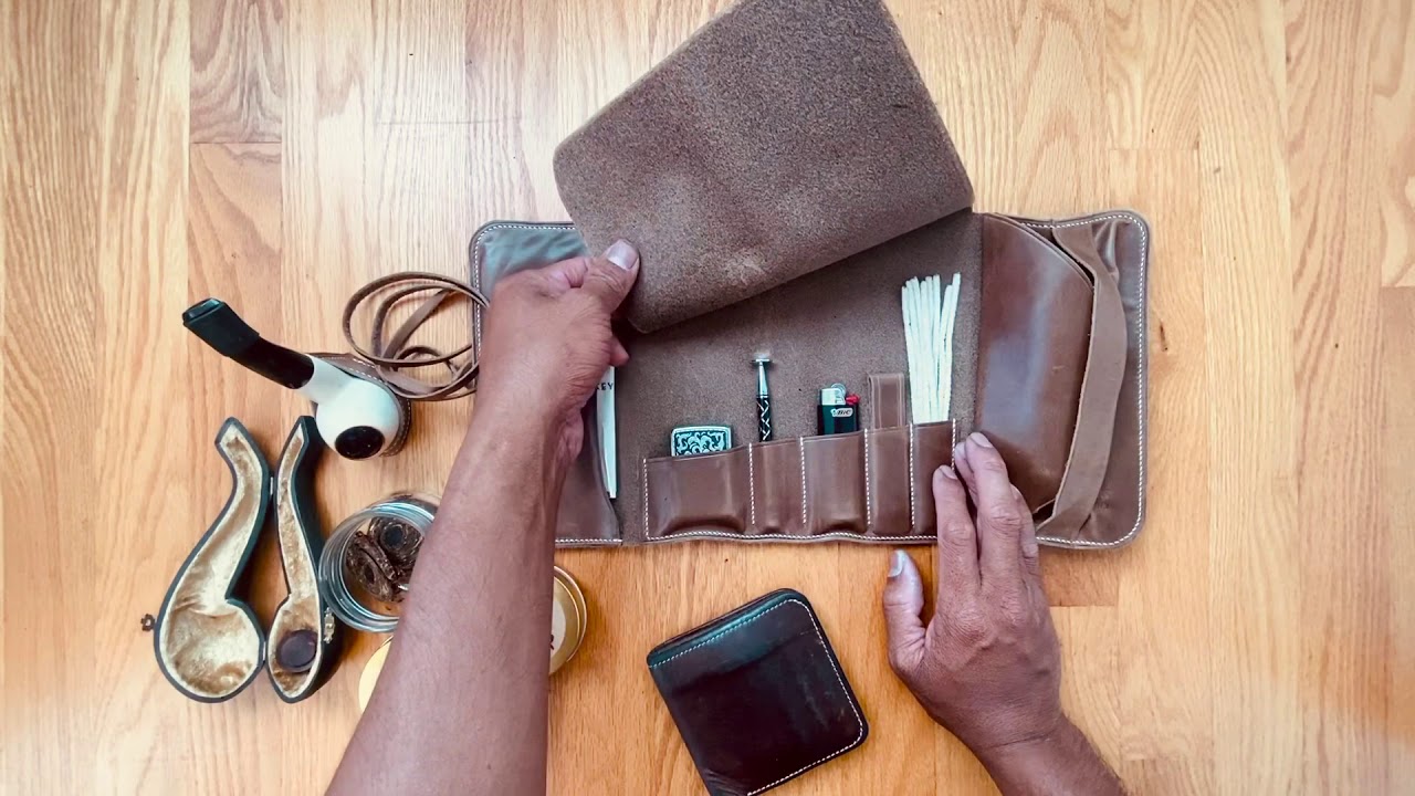 Custom leather tobacco pouch