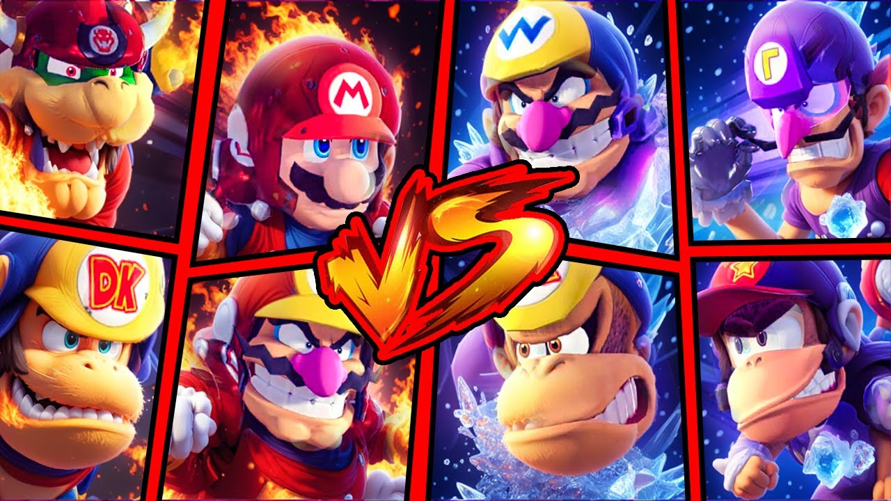 MARIO, BOWSER, DONKEY KONG, WARIO - WINNER or LOSER - Mario Strikers Battle League