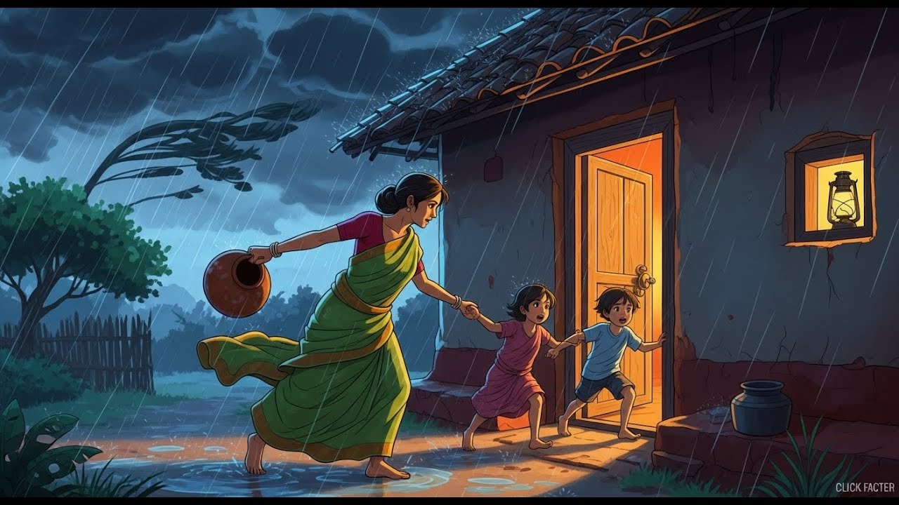 Outside the Storm Raged, Inside the Hearth Stayed Warm | Indian Village Cooking ASMR | Ghibli Style
