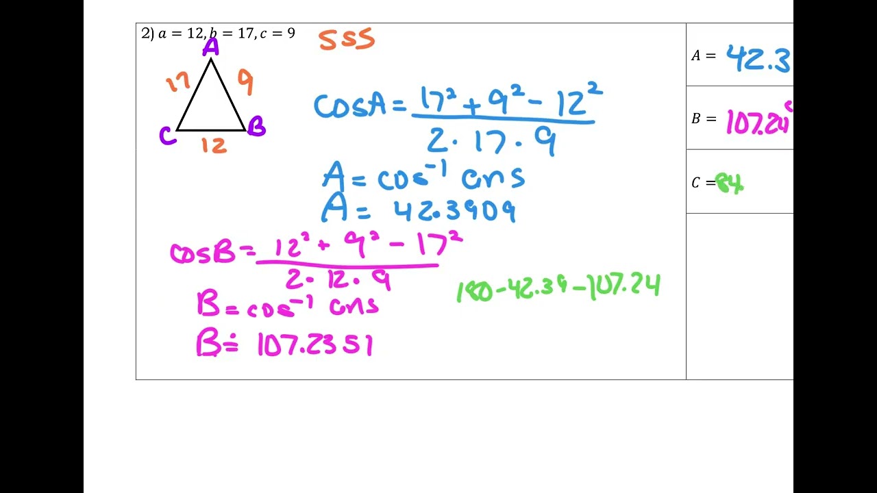8b   Law of Cosines Notes Video