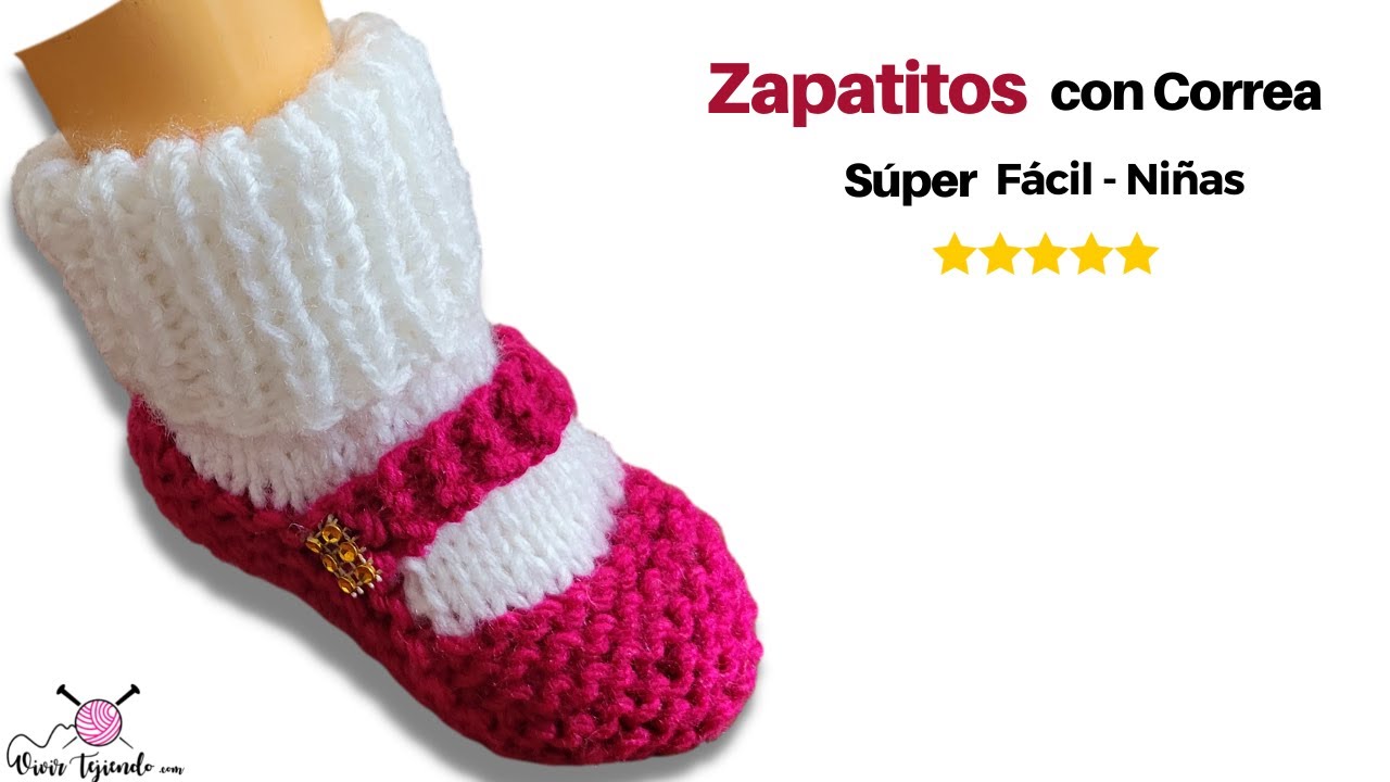 Zapatito Canasta Fantasía a Dos Agujas para Niña – Segunda Versión   Vivirtejiendo