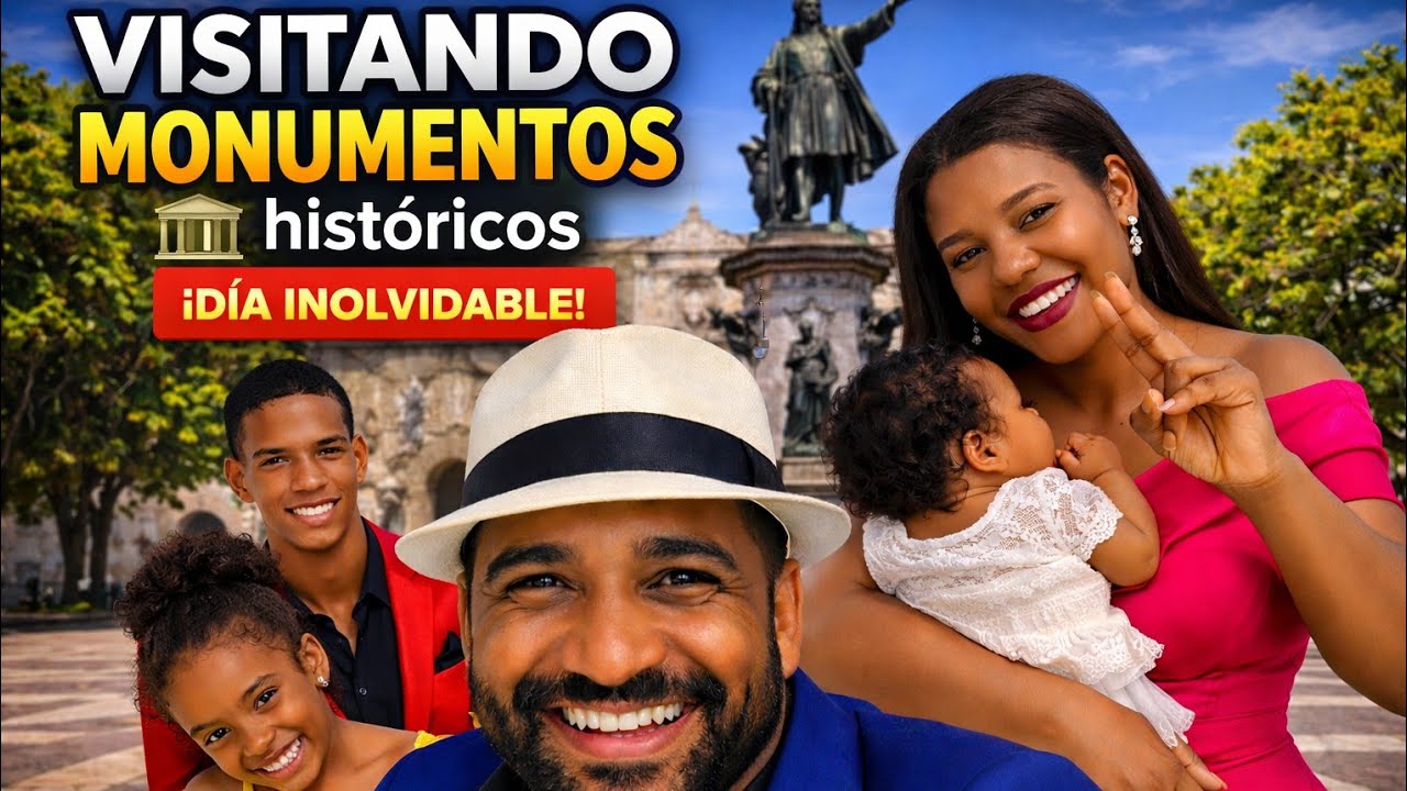 Visitando monumentos en la zona colonial con mi familia 