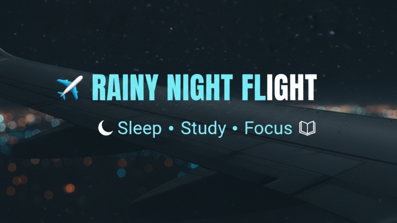 Rainy Night Flight White Noise  Sleep, Study & Focus Ambience (HD)