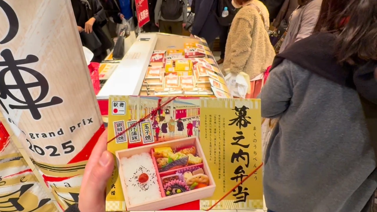 【$8.36】Dead tired Japanese salaryman eating a station bento on the bullet train after a trip
