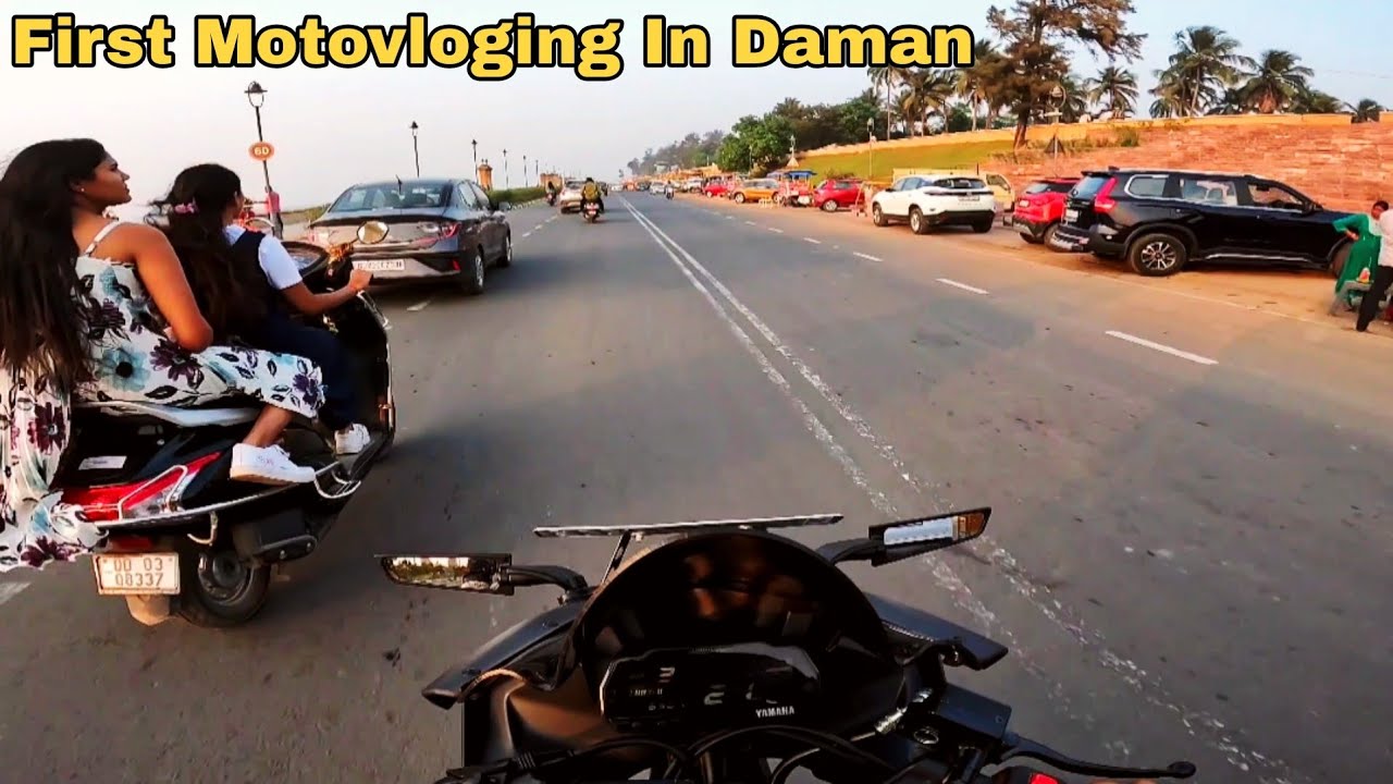My First Motovlog 🔥 Devka Beach Daman 🫶 #myfirstvlog #myfirstmotovlog #r15 #daman #ride 