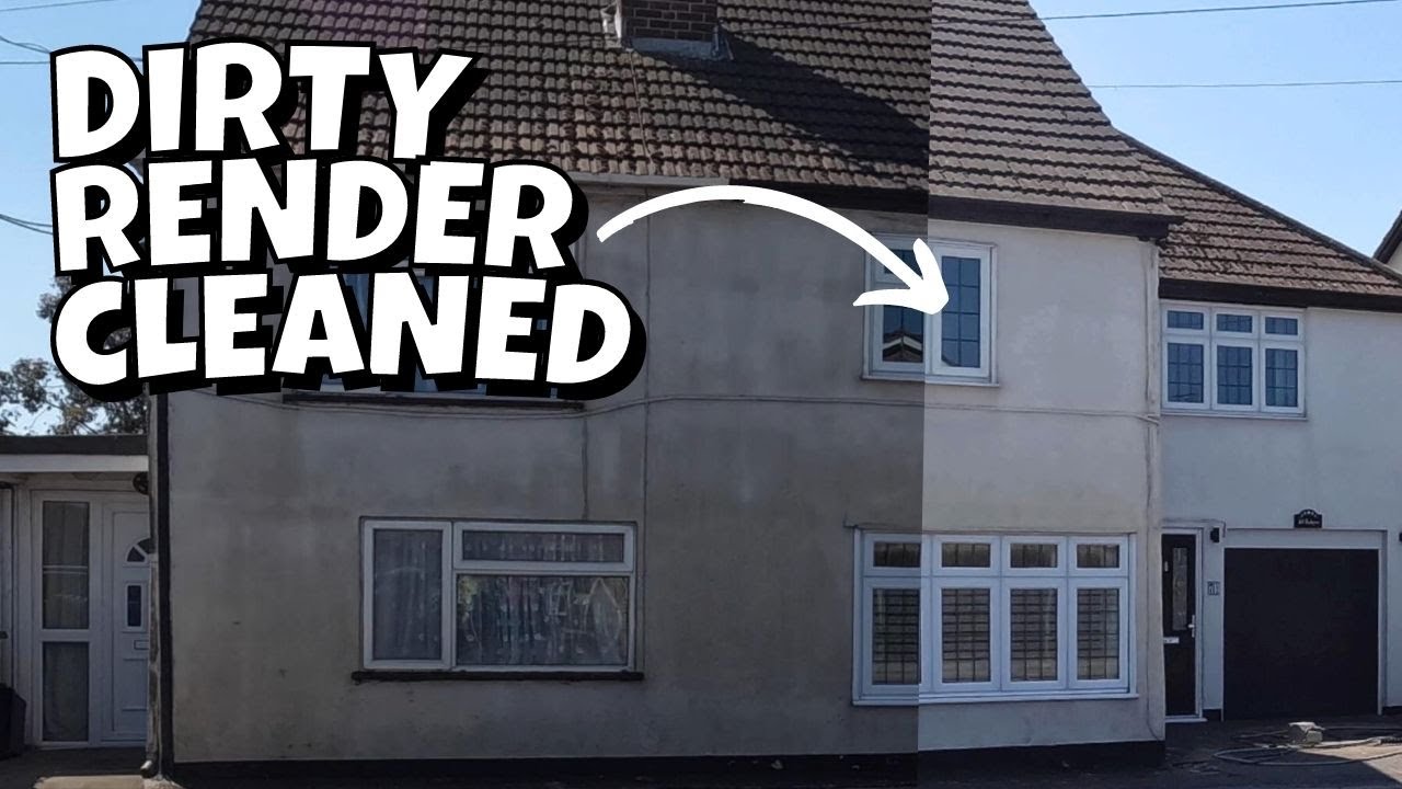 Render Clean Transforms Home! Dirty Old Render Gets Much Needed Clean Up. Softwash And Hot Wash 🔥