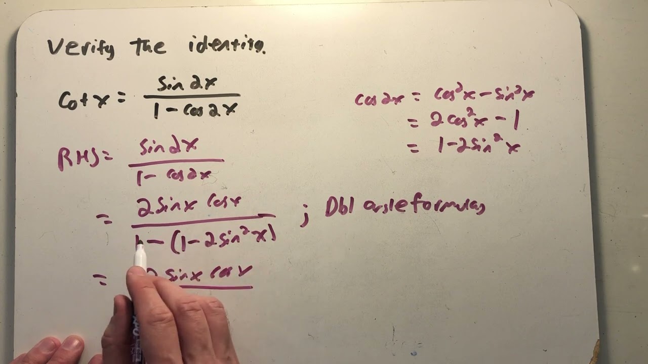 Verify an identity with a double angle formula