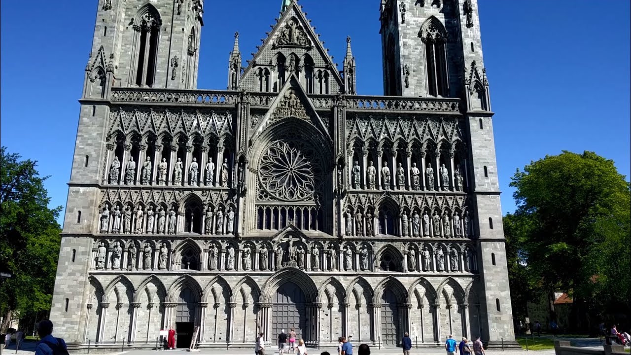 Tour inside of Nidaros Cathedral in Trondheim, Norway