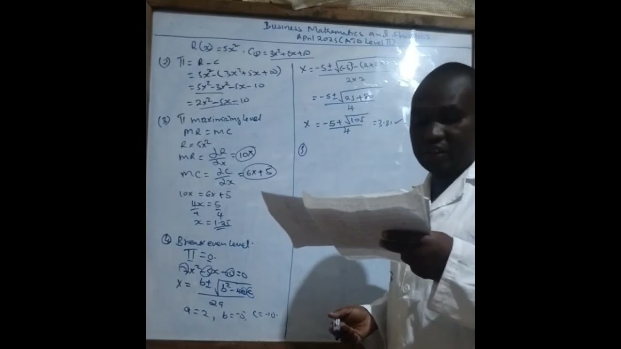 Business Mathematics and Statistics : Revision April 2025 Exams, Part 1